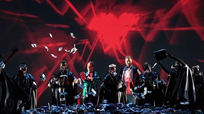 Stefan Hadzic (Fürst Jeletskij), Filippo Betoschi (Graf Tomskij), Herrenchor und Herrenextrachor des Staatstheater Kassel