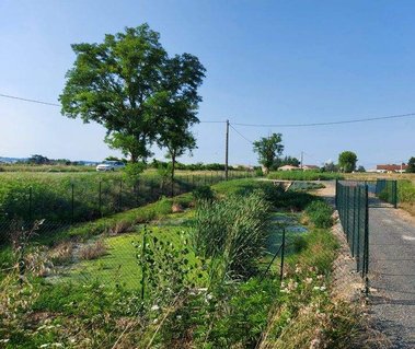 Une petite station d'épuration bien entretenue et bien intégrée dans son paysage 