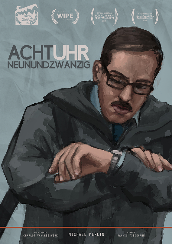 film poster, acht uhr neunundzwanzig, michael merlin, charlot van heeswijk