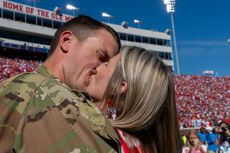 Kyle and Elizabeth Rodgers and their sons – Ryan, 10; Will, 8; Josh, 6; and Adam, 4 – were the university’s most recent recipients of Ole Miss Wish, a philanthropic effort of the University of Mississippi Office of Veteran and Military Services that seeks
