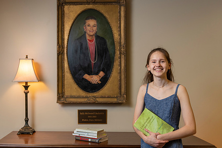 Environmental portrait of Natalie Gumm at The Sally McDonnell Barksdale Honors College.  Photo by Srijita Chattopadhyay&amp;amp;amp;amp;amp;#x2F; Ole Miss Digital Imaging Services