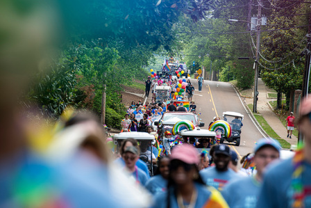 Students, faculty, staff and community members attend the 7th annual Oxford Pride Parade sponsored by the Sarah Isom Center for Women and Gender Studies. The Parade travelled from Oxford-University Depot to around the Courthouse Square. Photo by Srijita C