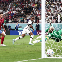 Serge Gnabry of Germany scores the 1st goal, Costa Rica v Germany, FIFA World Cup 2022, Group E, Football, Al Bayt Stadium, Al Khor, Qatar - 01 Dec 2022, Michael Zemanek/Shutterstock