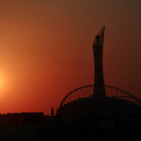 Khalifa International Stadium seen from the Media shuttle bus