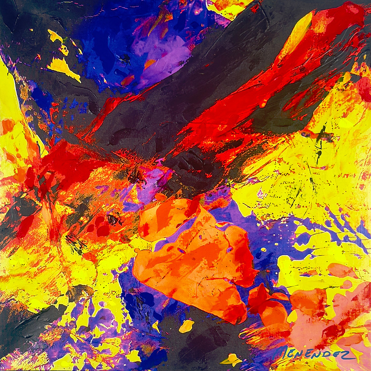 Justin Menendez - Under the Strata (2025) - Abstract deconstructionism - Primary red yellow blue