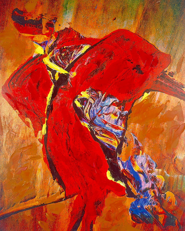 Justin Menendez - Vanity (2025) - Visceral abstract painting - Red and iridescent acrylic