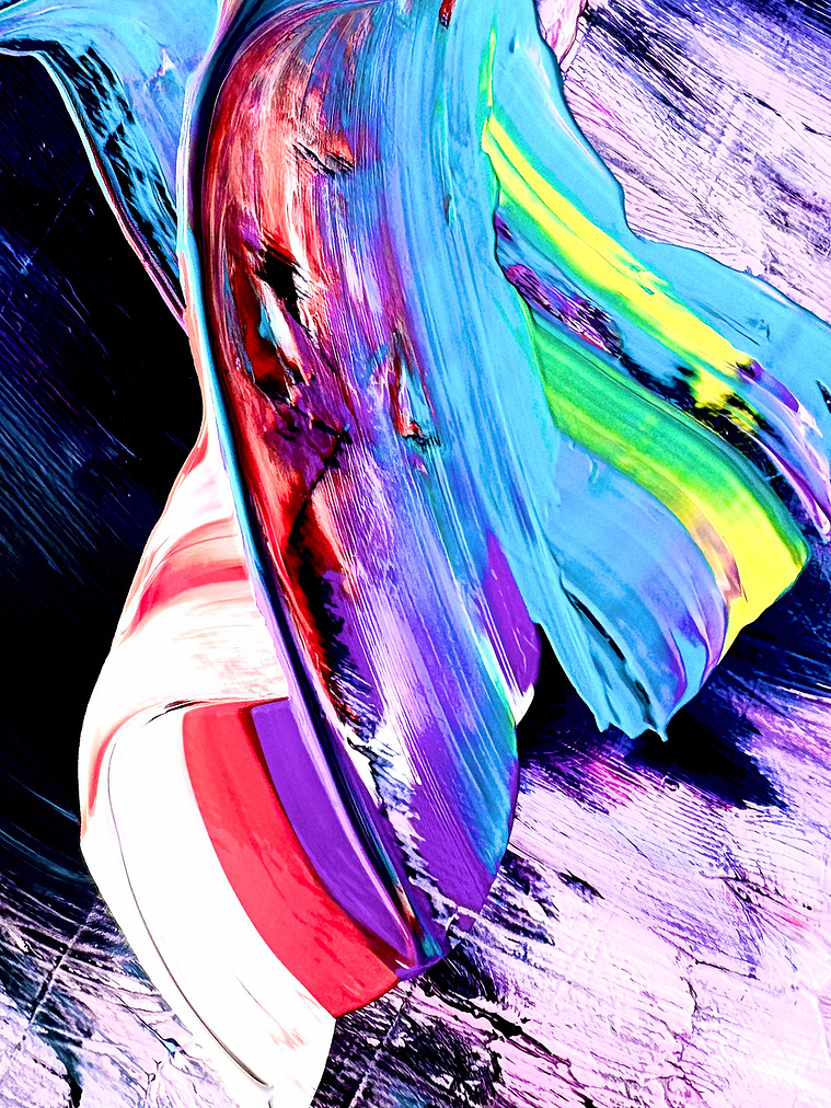 Justin Menendez - Study in Color #4 (2025) - Teal and purple abstract painting - Private Collection