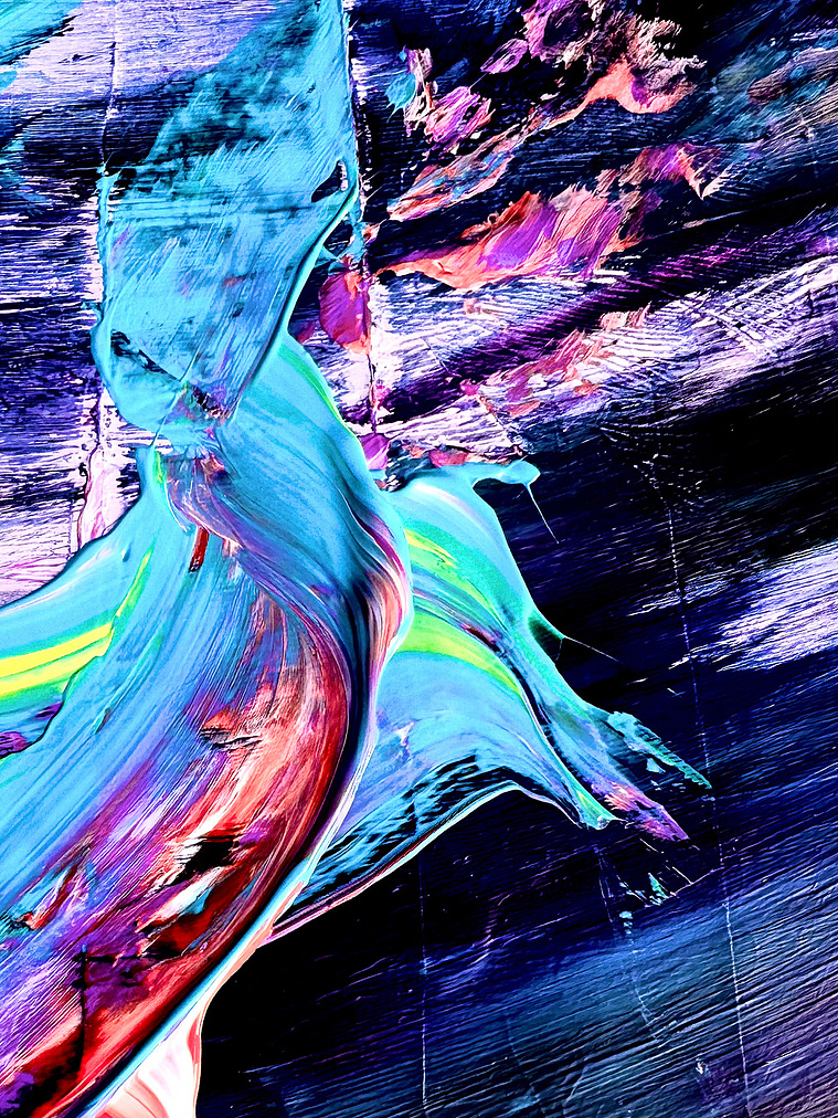 Justin Menendez - Study in Color #3 (2025) - Blue and purple  abstract painting - Private Collection