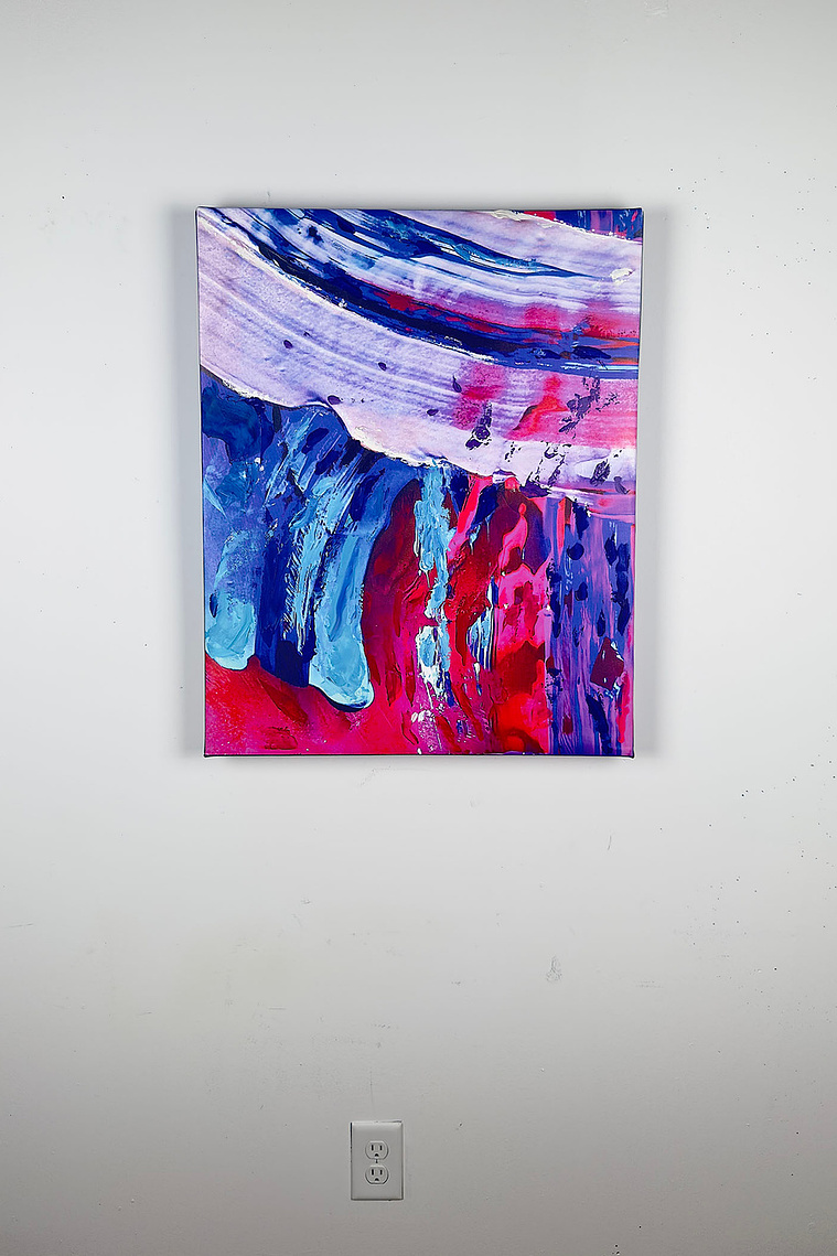 Justin Menendez - Let It Rain Installation - 24x30 inch painting scale view