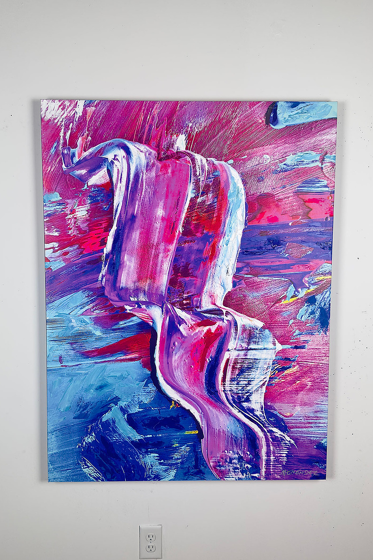 Justin Menendez - Hypnotic Installation - 36x48 inch painting scale view on wall
