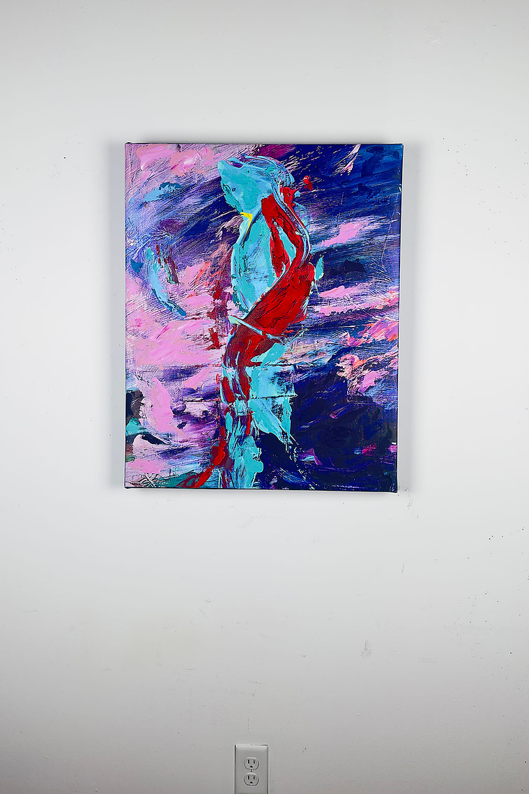 Justin Menendez - Schism Installation - 24x30 inch painting scale view