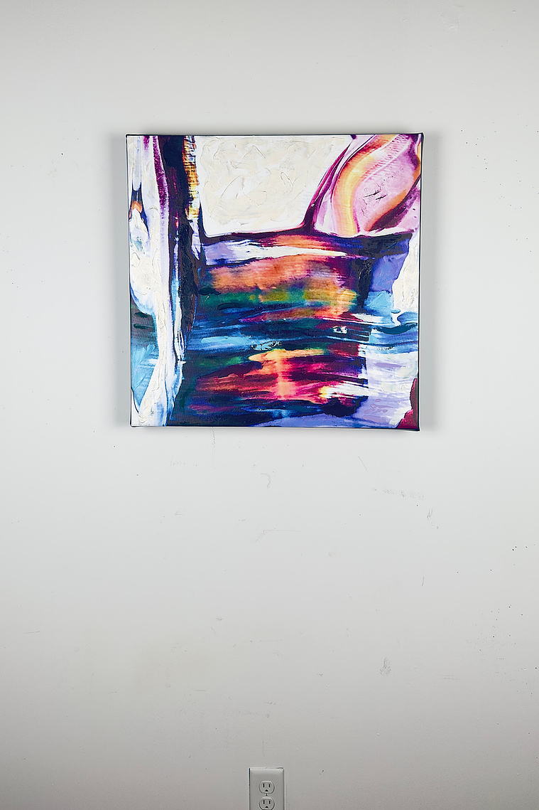 Justin Menendez - Juxtapositions Installation - 24x24 inch painting scale view