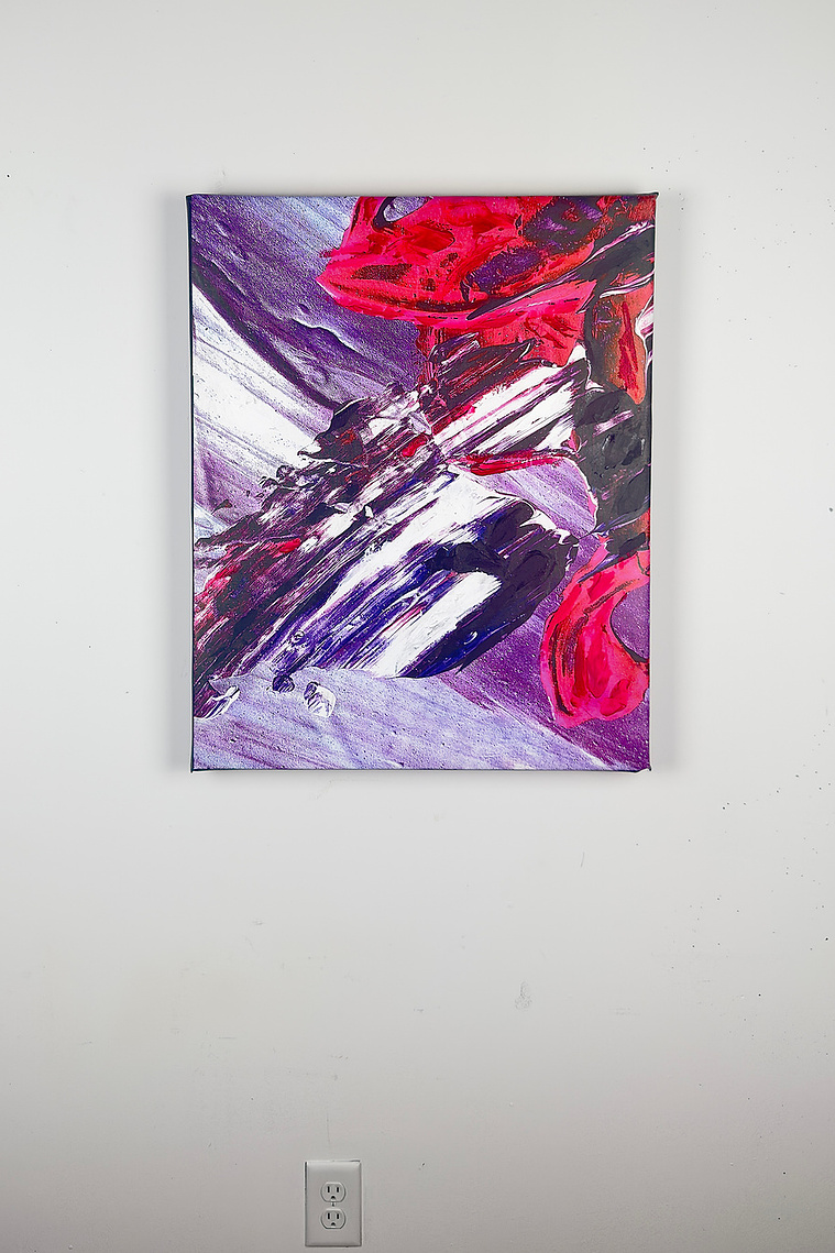 Justin Menendez - Android Fever Dream Installation - 24x30 inch painting scale view