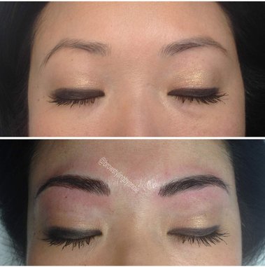 Asian brows, microbladed by BrowStyling microblading studio in Toronto