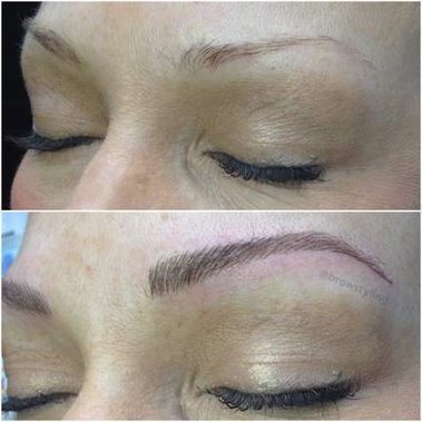 Stunning blond microbladed brows by  BrowStyling microblading studio in Toronto