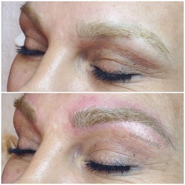 Brow tattoo correction and cover up.  BrowStyling microblading studio in Toronto
