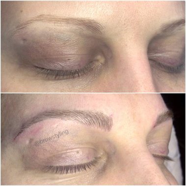 Natural blond microbladed brows,  by BrowStyling microblading studio in Toronto
