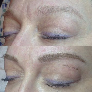 Blond natural microbladed brows by  BrowStyling microblading studio in Toronto