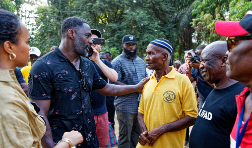 Idris and Sabrina Elba visit Maboikandoh, Sierra Leone. On an IFAD programme working to reduce rural poverty and food insecurity on a sustainable basis through agriculture.