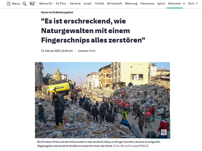 Süddeutsche Zeitung / Hatay Earthquake - February 2023