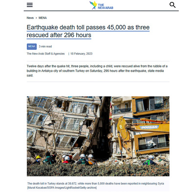 The New Arab / Hatay Earthquake - February 2023
