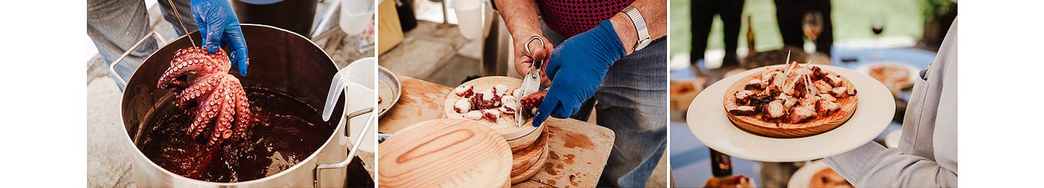 Pulpo a la gallega en boda. Pulpo a feira para bodas