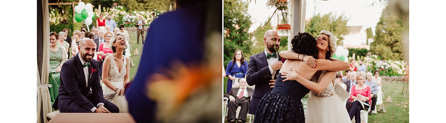 Discurso de boda de invitada y abrazos