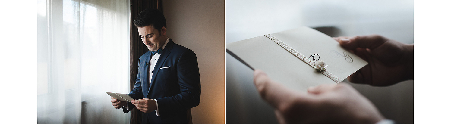 Carta de amor el día de la boda durante los preparativos