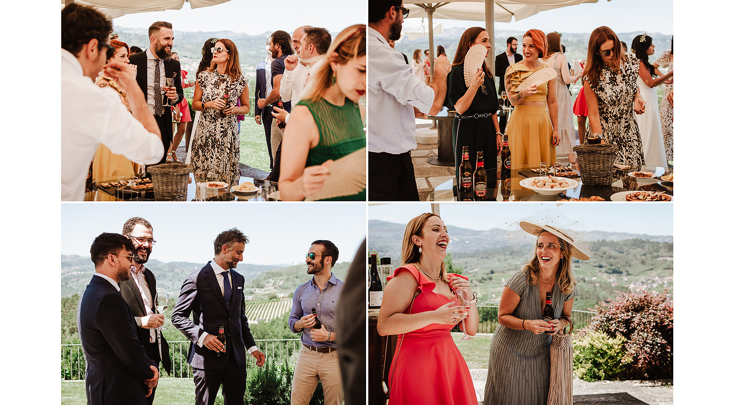 Aperitivos al aire libre de boda civil en Casal de Arman, Ourense. Invitados