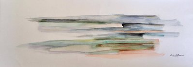 In Green. Oil and pastels on paper. 25 x 65 cm.