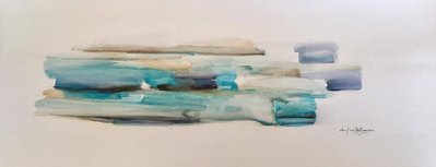In Blue. Oil and pastels on paper. 25 x 65 cm.