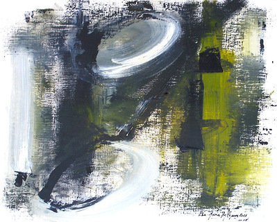 Series 2016 (18-100). Green line. Oil and pigment on canvas. 33 x 41cm.