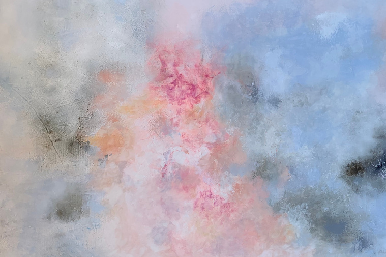 “Crystallized Air”. Oil and pigments on Canvas 93 x 190 cm. 2022.