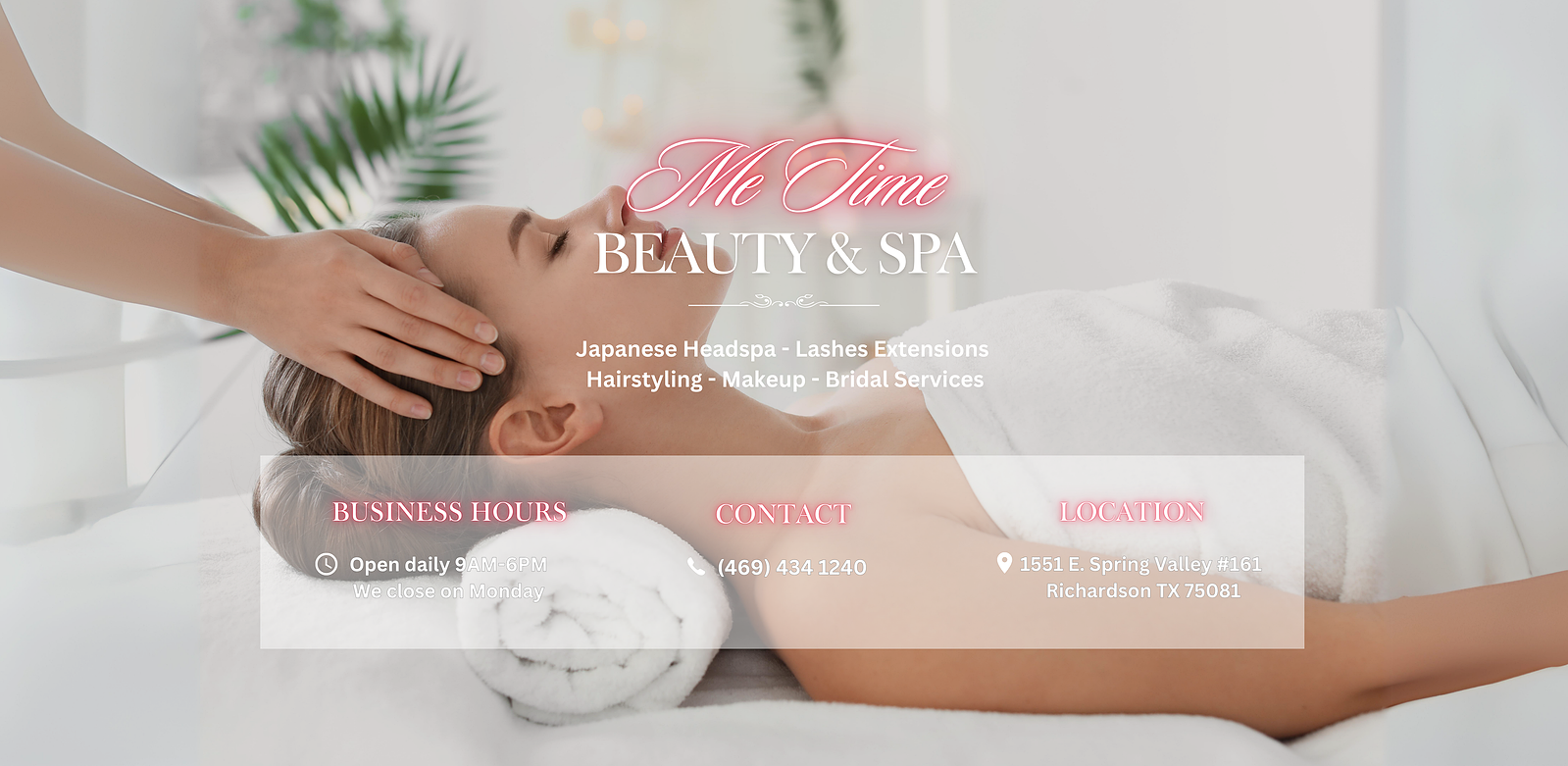 Japanese Headspa
Facial treatments
Eyelashes extensions
Lashes lift
Permanent Makeup (PMU)
Lip blushing
Bridal hair and makeup