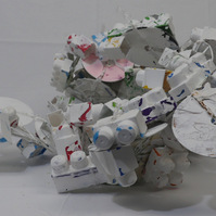 CDs, wire, paint, mod podge, legos, plastic wrap
20" x 38" x 28"