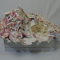 CDs, paint, modge podge, string, rubber bands, cards, sticks
22" x 46" x 32"