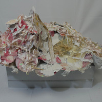 CDs, paint, modge podge, string, rubber bands, cards, sticks
22" x 46" x 32"