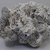 Slinky Dinks, fabric, paint, tin foil
32" x 46" x 29"