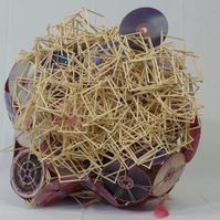 CDs, spray paint, sticks, mod podge
38" x 32" x 41"