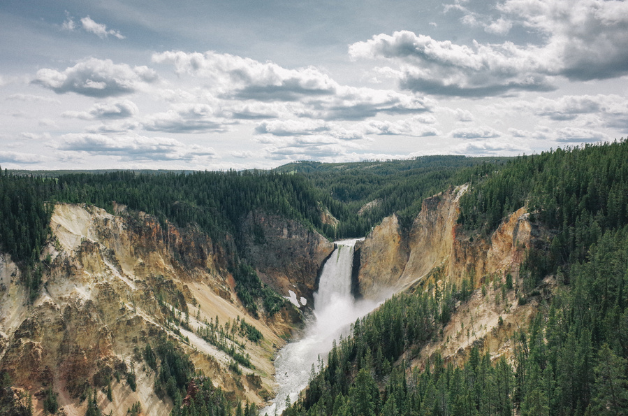 A view of the Upper Falls on the Yellowstone River in Yellowstone National Park. 