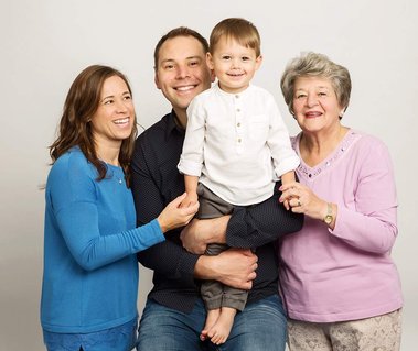 Family group photo 3 generations portrait grandmother with children and grandchildren wedding anniversary gift