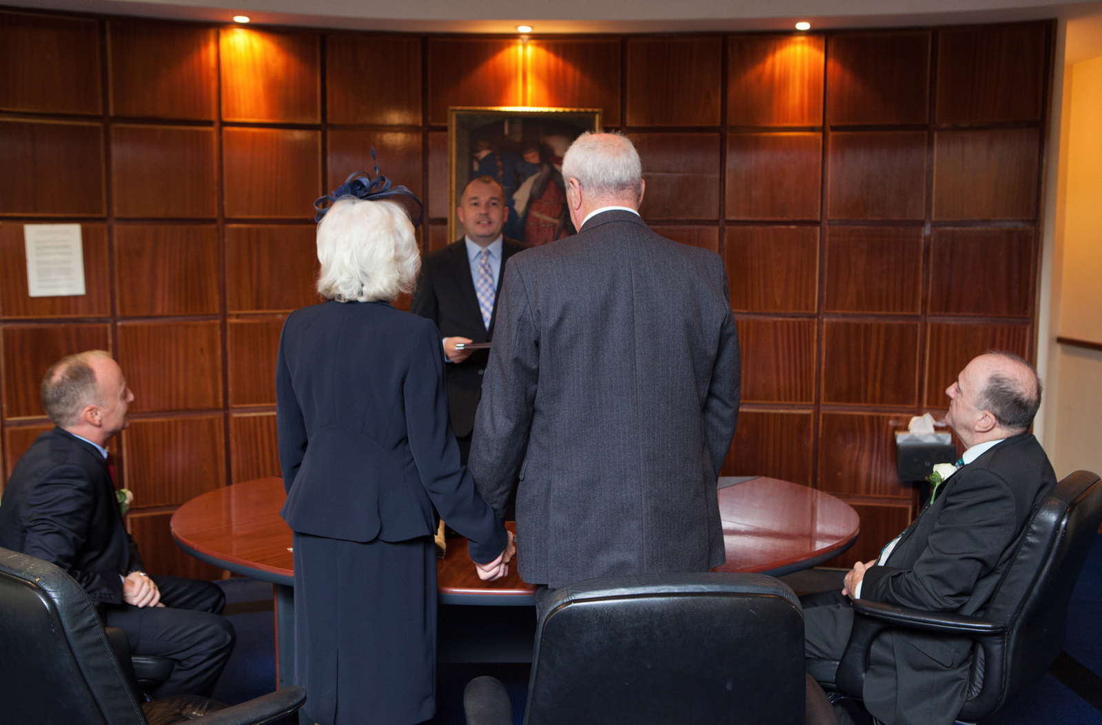 Wedding day Photo of a mature couple with witnesses at Civil wedding ceremony in Dublin registry office