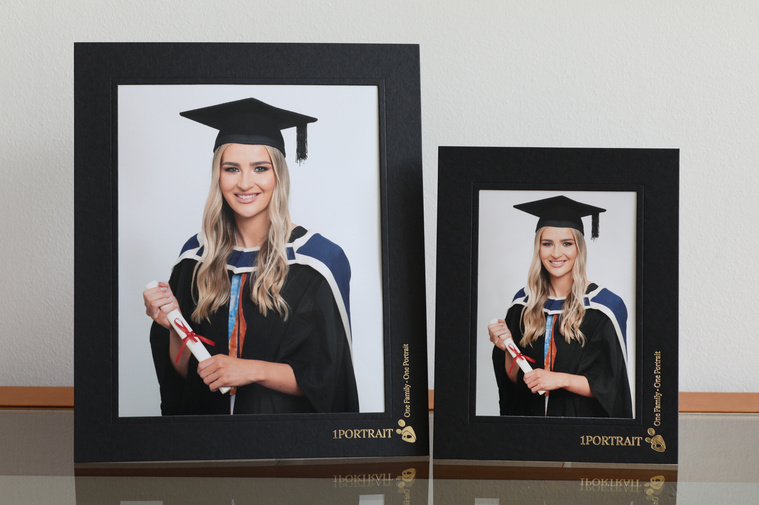 Samples of graduation portraits in presentation folders two sizes professional photography studio Dublin 