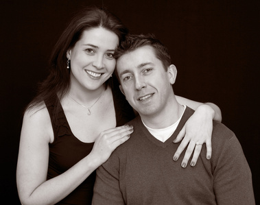 Engagement portrait photo of young couple in professional photo studio Dublin