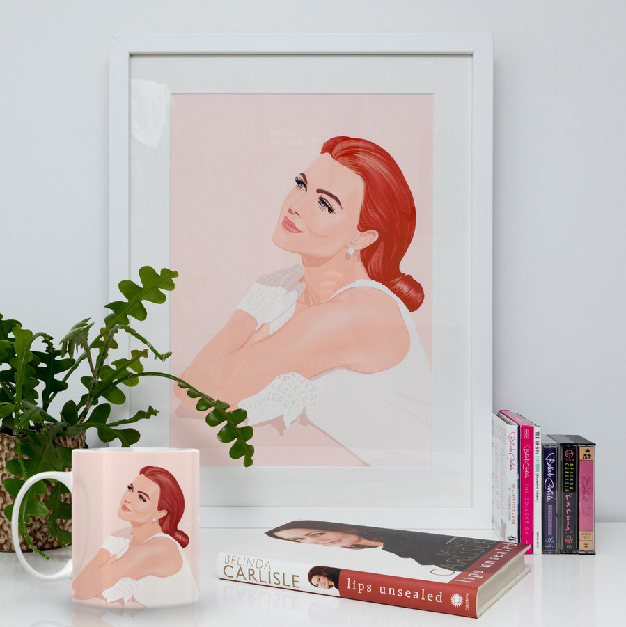 11oz ceramic mug featuring artwork by Ryan Hodge illustration. Slogan - Live your life be free or Live your life drink tea. international shipping. 80 pop legend, the Gogo's.