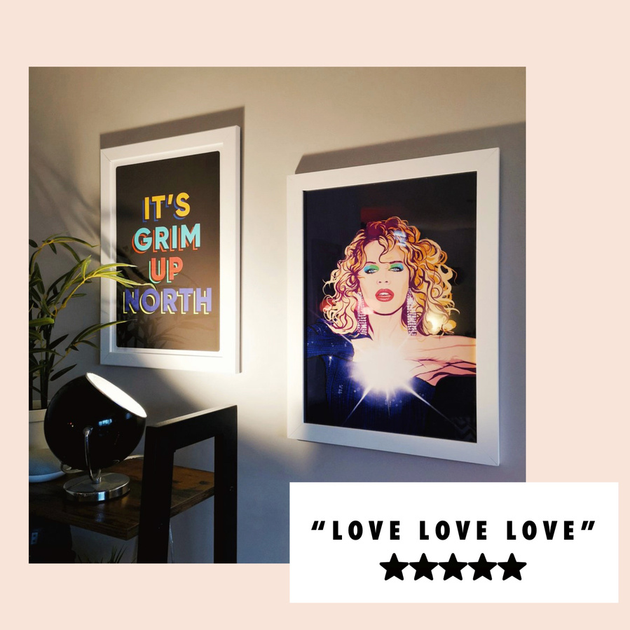 Australia's Pop Princess, Kylie Minogue Fine art giclée print by Ryan Hodge illustration.  Inspired by the album DISCO.  Available in sizes A4, A3, A2 and A1 - Framed and print only.  5 star Customer Review 