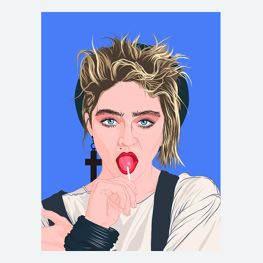 Fine art giclée print on beautiful enhanced Matt Art paper featuring Madonna from her first album Framed or print only options available in sizes A4 (21x30cm), A3 (30x42cm) and A2 (42x59.4cm) and 12'“x12”/30.5x30.5cm.  