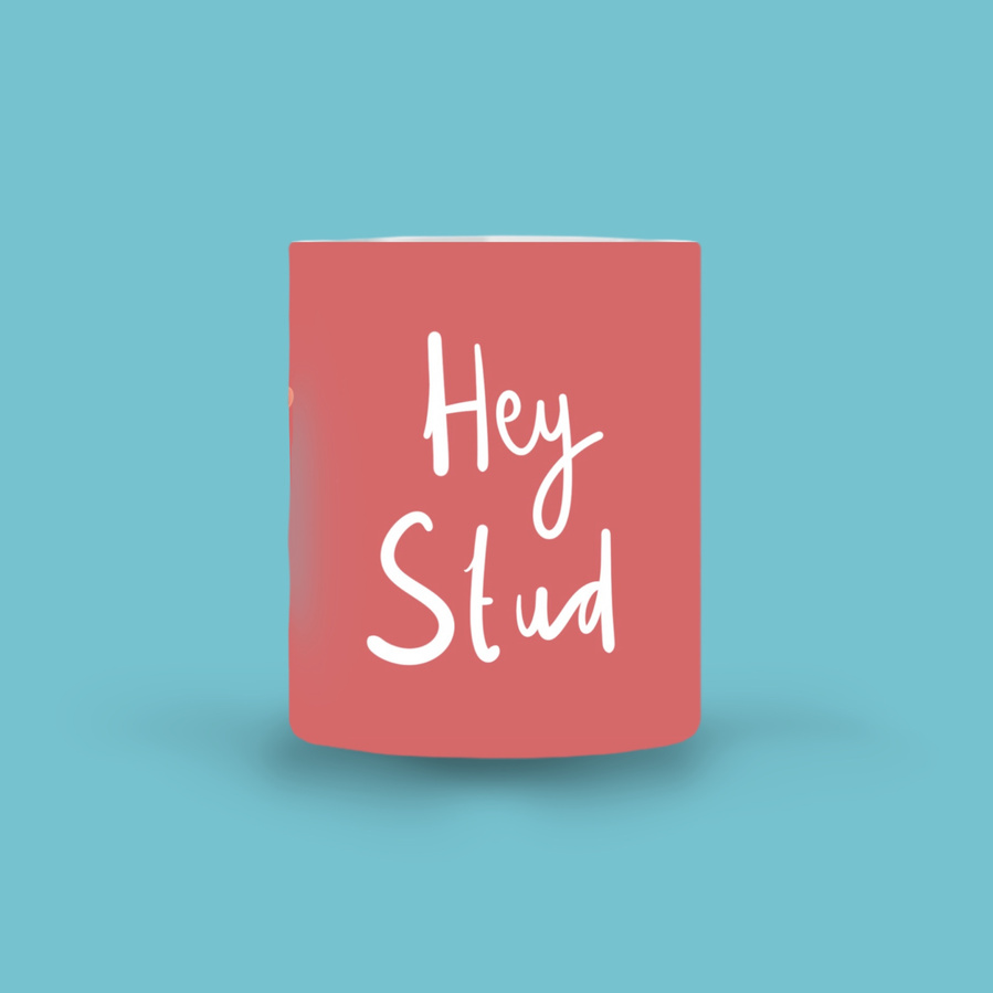 Olivia Newton-John as Sandra Olsson in the hit musical comedy  Grease.  The 11oz ceramic mug features artwork by Ryan Hodge illustration featuring Sandy and the phrase "Tell me about it stud (over a cuppa)"