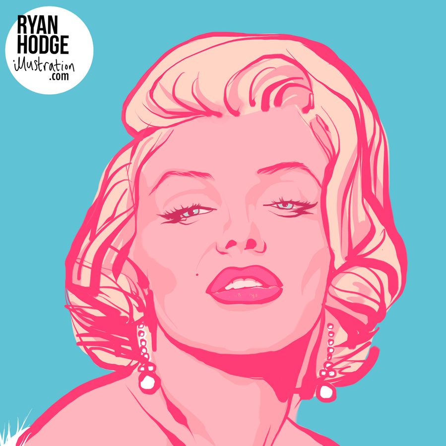 Fine art giclée print of Marilyn Monroe as by Ryan Hodge illustration.  Available in sizes A4, A3 and A2.  Framed and print only versions.  