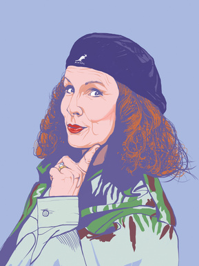 Edina Monsoon from Absolutely Fabulous played by Jennifer Saunders. Artwork by Ryan Hodge illustration.  Fine art giclée print available in sizes A4, A3 & A2, framed or print only.  Gay icon 